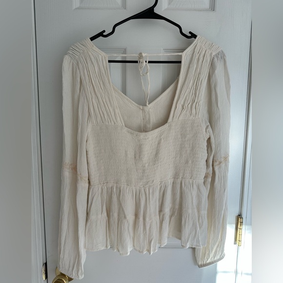 American Eagle Women’s Medium Embroidered Tunic Top Long Sleeves Tiered Boho - Picture 9 of 9